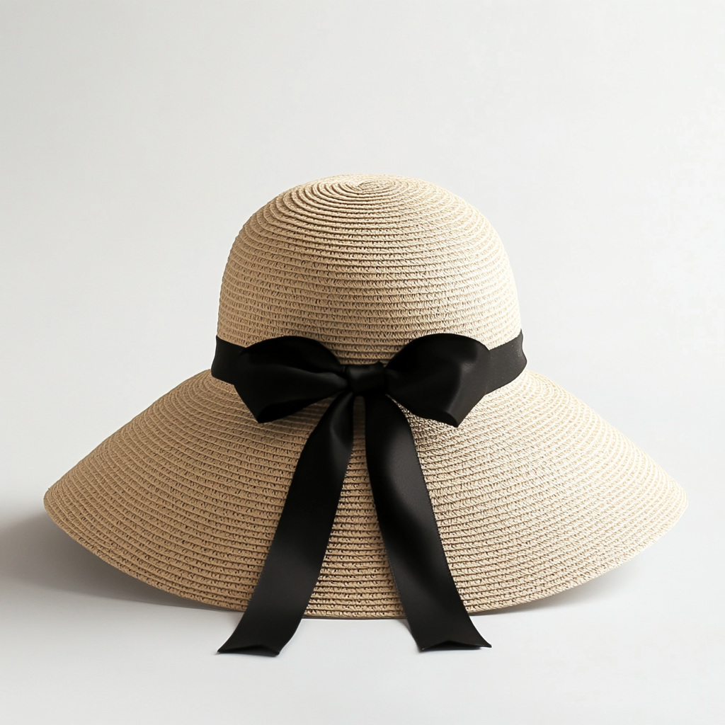 Elegant Wide-Brim Sun Shine Hat with Black Ribbon – Timeless Summer Chic